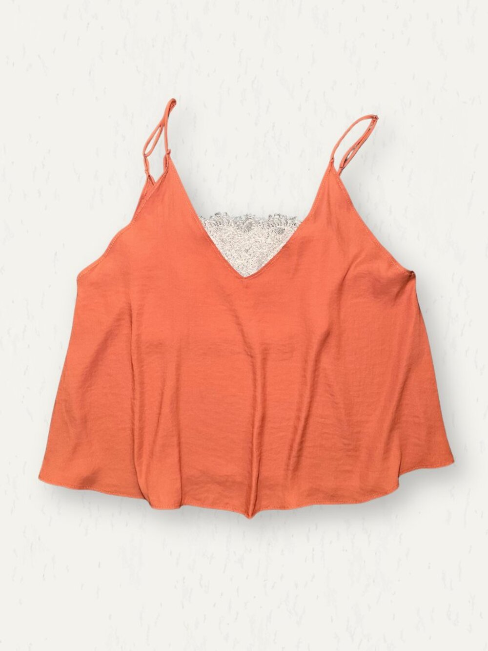 Intimately Free People Copper Satin Lace Trim Swing Cami Tank Top Size Small